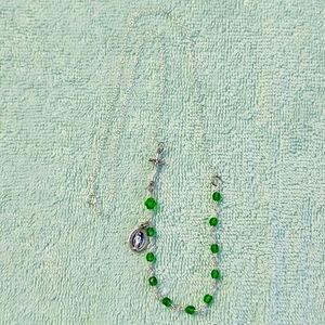 Sterling Silver Green Rosary Necklace!